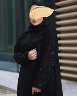 Luxury black shakk abaya